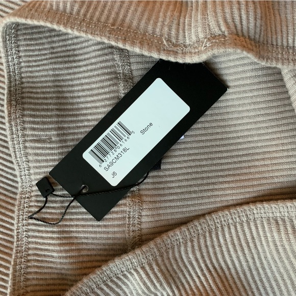 NWT NYC Factory ribbed drawstring asymmetrical midi skirt stone beige size 6 - Picture 4 of 7